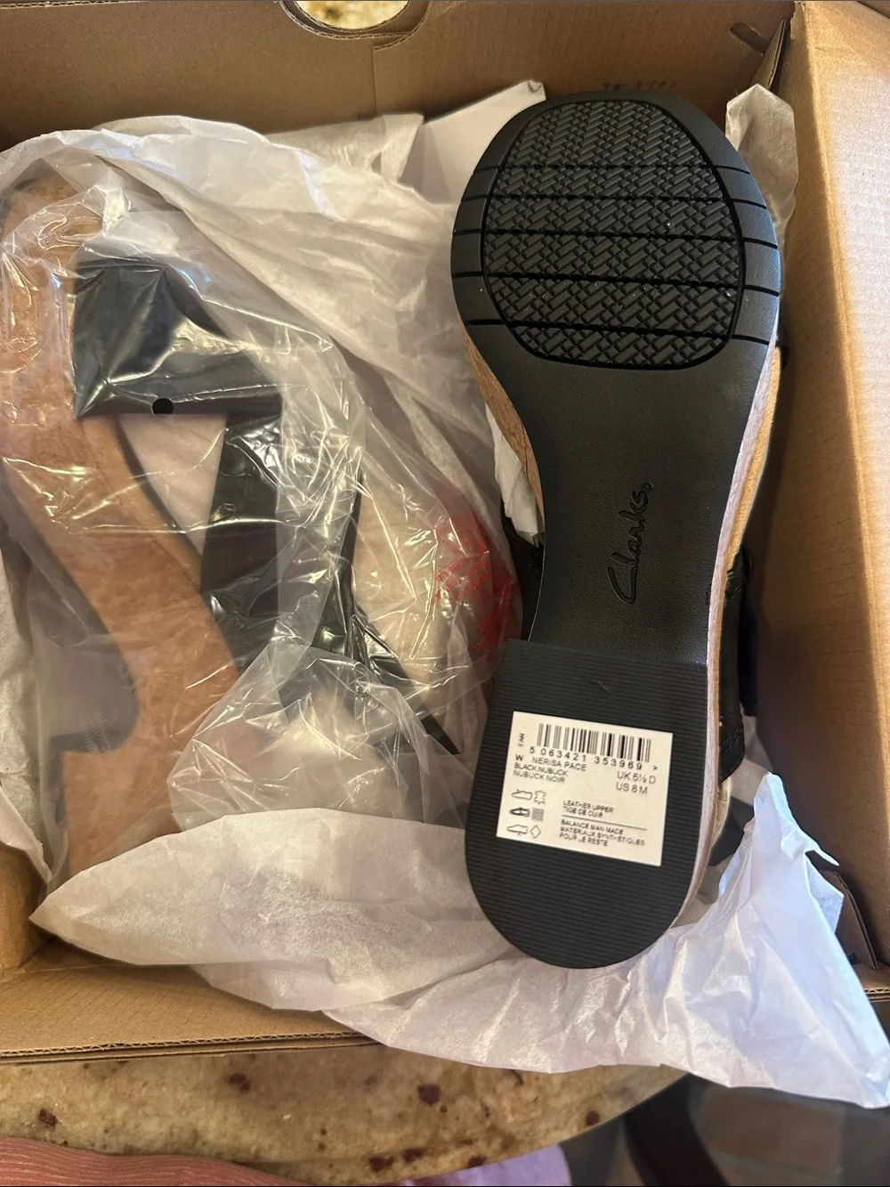 Clarks Black Cork Platform Sandal